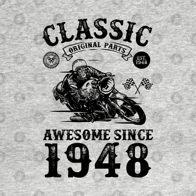 70th Birthday Gift | 70 Years Old | Born in 1948 | Made in 1948 | Vintage Birthday Gift | Motorcycle Lover | Retro Bike Lover | Birthday Gift for Men by ahmed4411